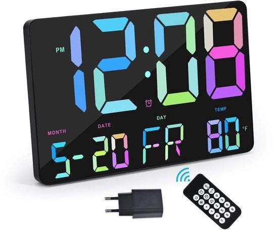 Orologio Digitale, 11,5" Orologio da Parete, Orologio con Display Grande e Comando a Radio, Orologio da Parete con Display Extra Grande con Data/Orario, 12/24H, Orologio Grande per Casa, Ufficio, Cucina, Scuola, Palestra