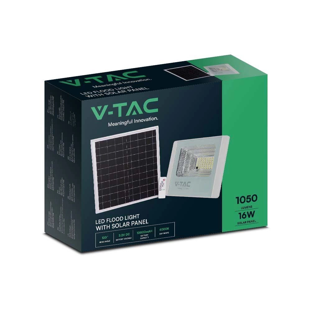 V-TAC Faro LED solare 16W 6000K 1050lm IP65 telecomando