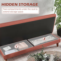 Divano Letto 3 Posti 185x85x84 cm in Tessuto Effetto Lino Arancione