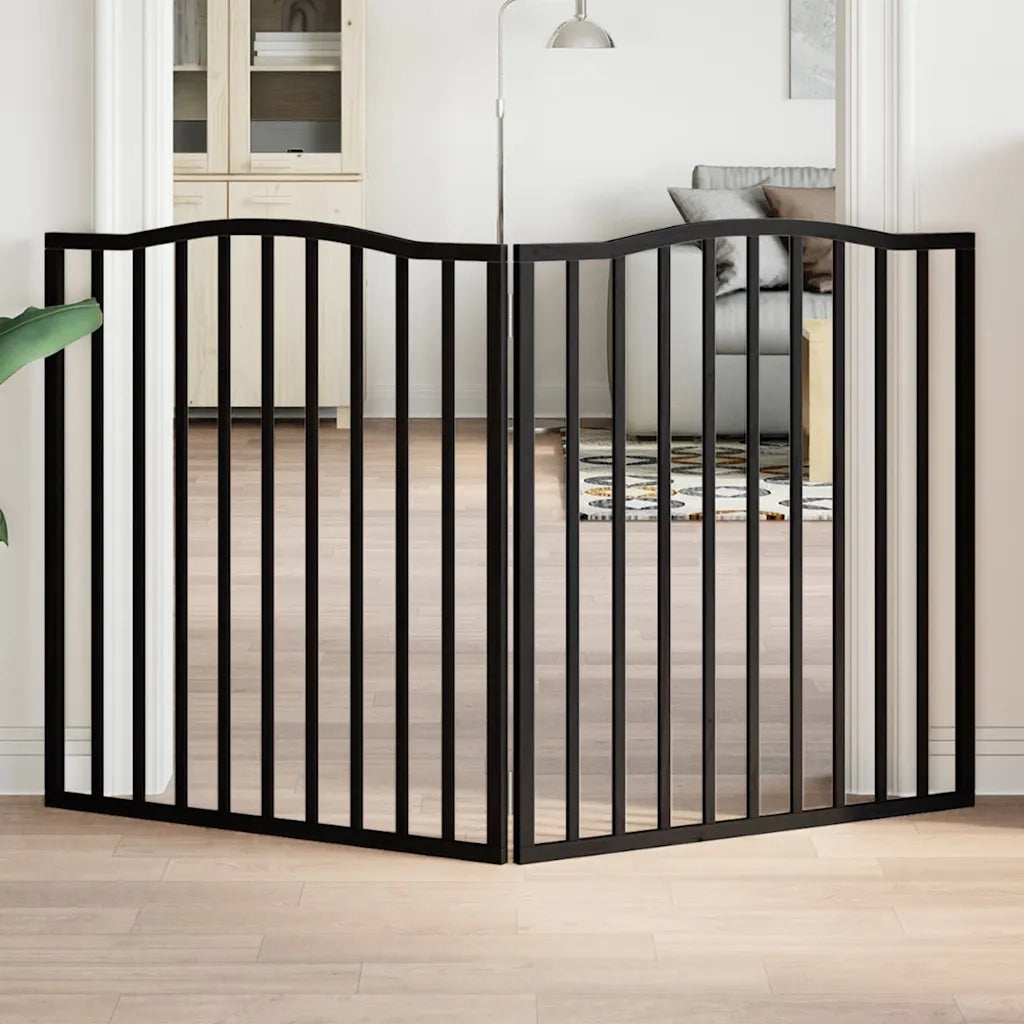 Cancello per Cani Pieghevole 2 Pannelli Nero 160cm Legno Pioppo CFW7463201