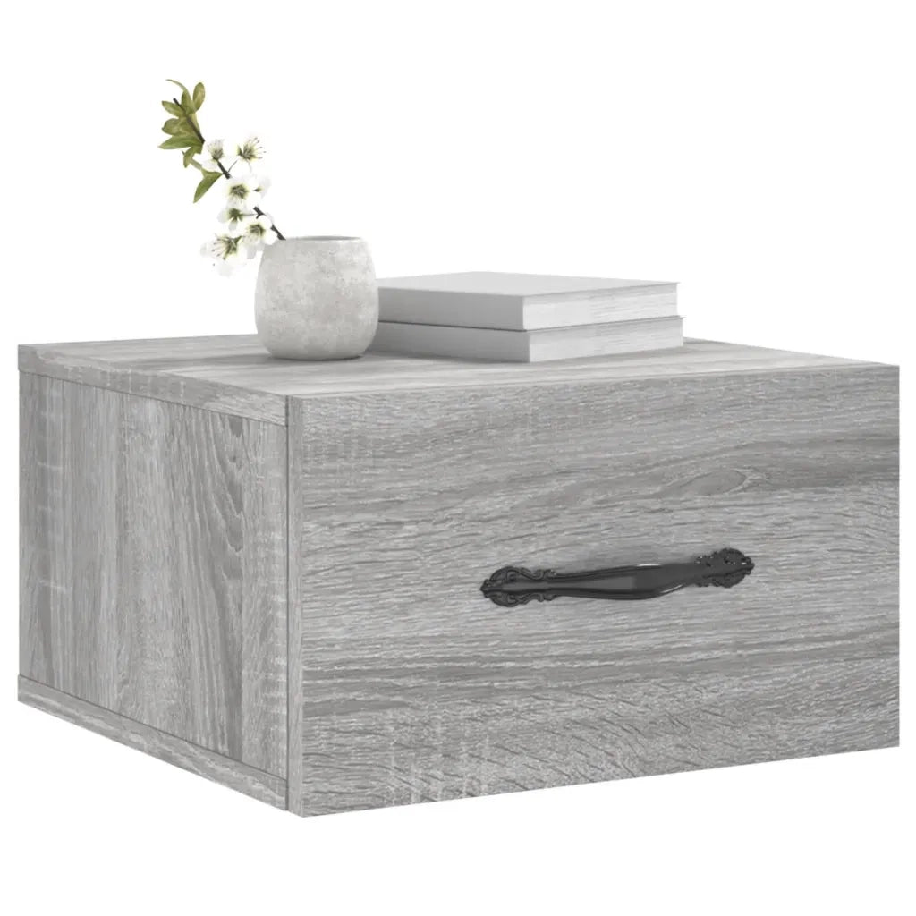 Set di 2 Comodini | Armadio da Notte | Mobiletto da notte a Muro Grigio Sonoma 35x35x20 cm