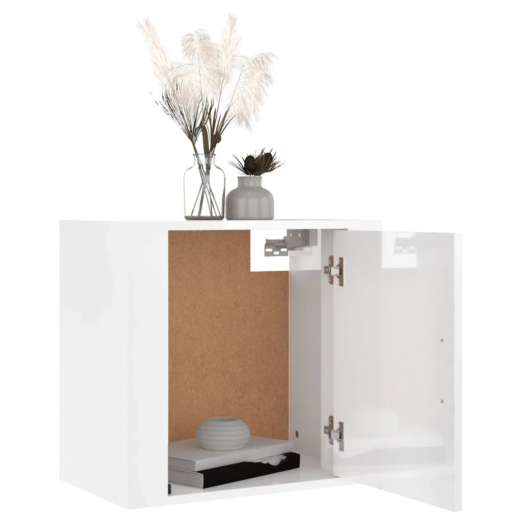 Comodini a Muro 2 pz Bianco Lucido 50x30x47 cm 816869