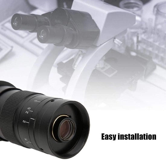 Obiettivo zoom a 25 mm con montatura C per macchina fotografica per microscopio con ingrandimento 300X e zoom da 07X a 45X - accessori per microscopio industriale.