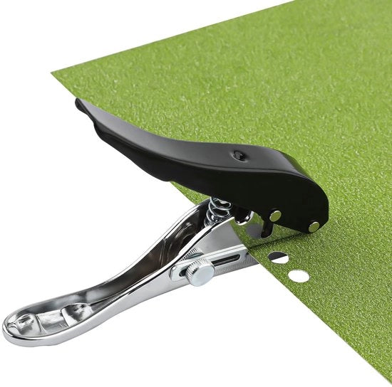 Perforatrice a papier da uso industriale - Scala regolabile - Unico foro - 8mm - Nero/Ottone - Progettata per un manico di comfort - Piastra perforante