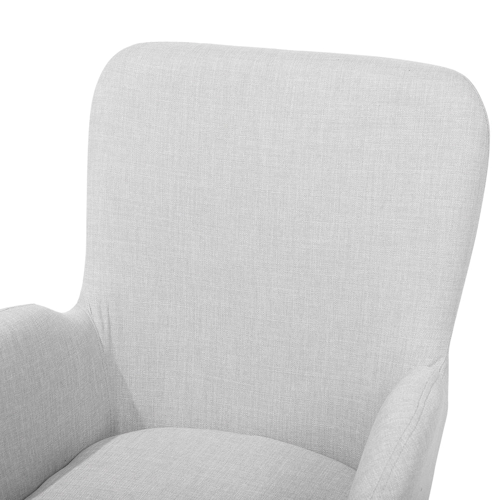 Chaise longue Sedia da club moderna con rivestimento in tessuto grigio con braccioli e gambe in legno