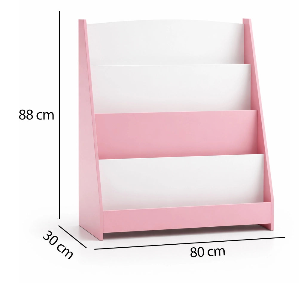 Libreria Montessoriana Rosa in Legno Scaffale Porta Libri per Bambini 80x30x88cm