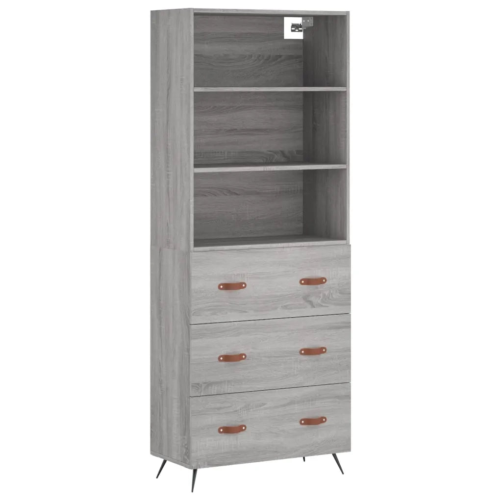 Credenza-Buffet-Armadio da cucina Grigio Sonoma 69,5x34x180 cm in Legno Multistrato 196024