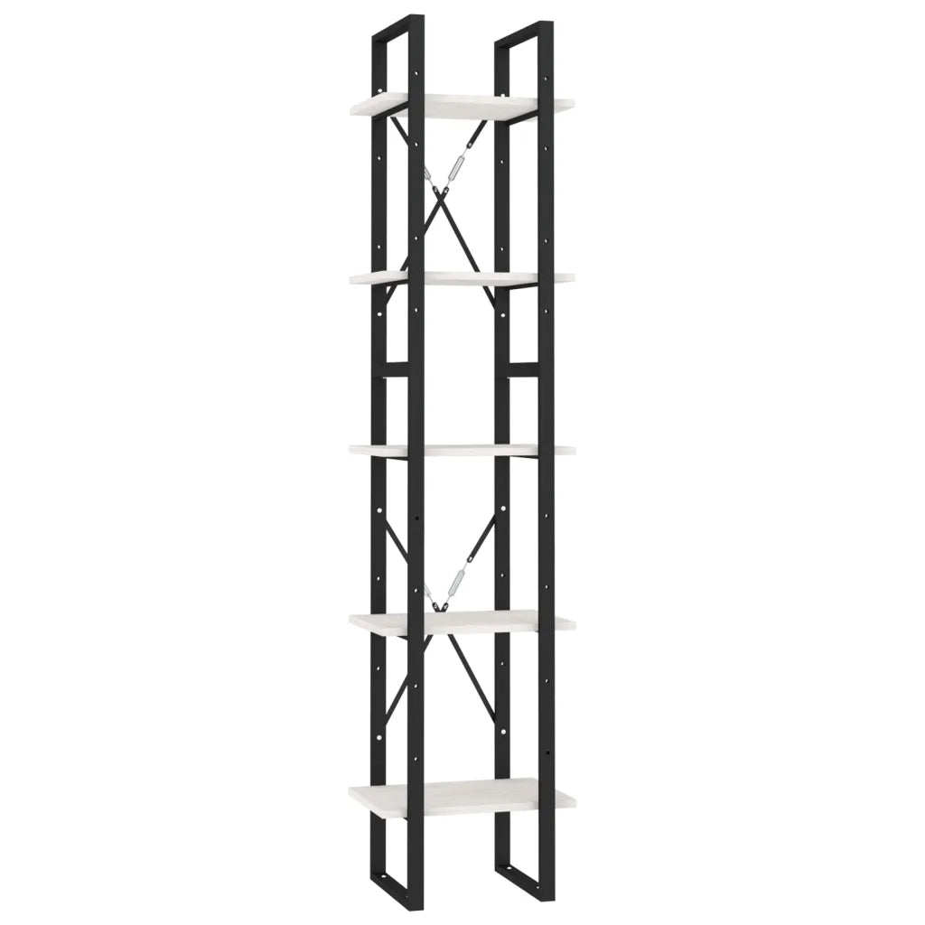 Libreria a 5 Ripiani Bianca 40x30x175 cm in Legno di Pino 3081974
