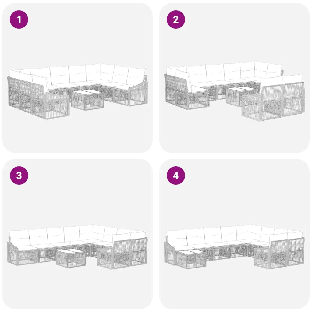 Set Divano da Giardino 10 pcs Grigio polyrattan