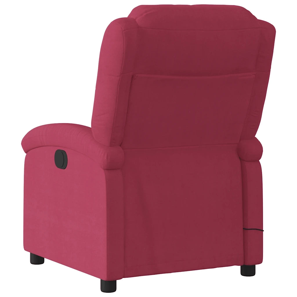 Poltrona Massaggiante | Sedia Relax Reclinabile Elettrica Rosso Vino Velluto