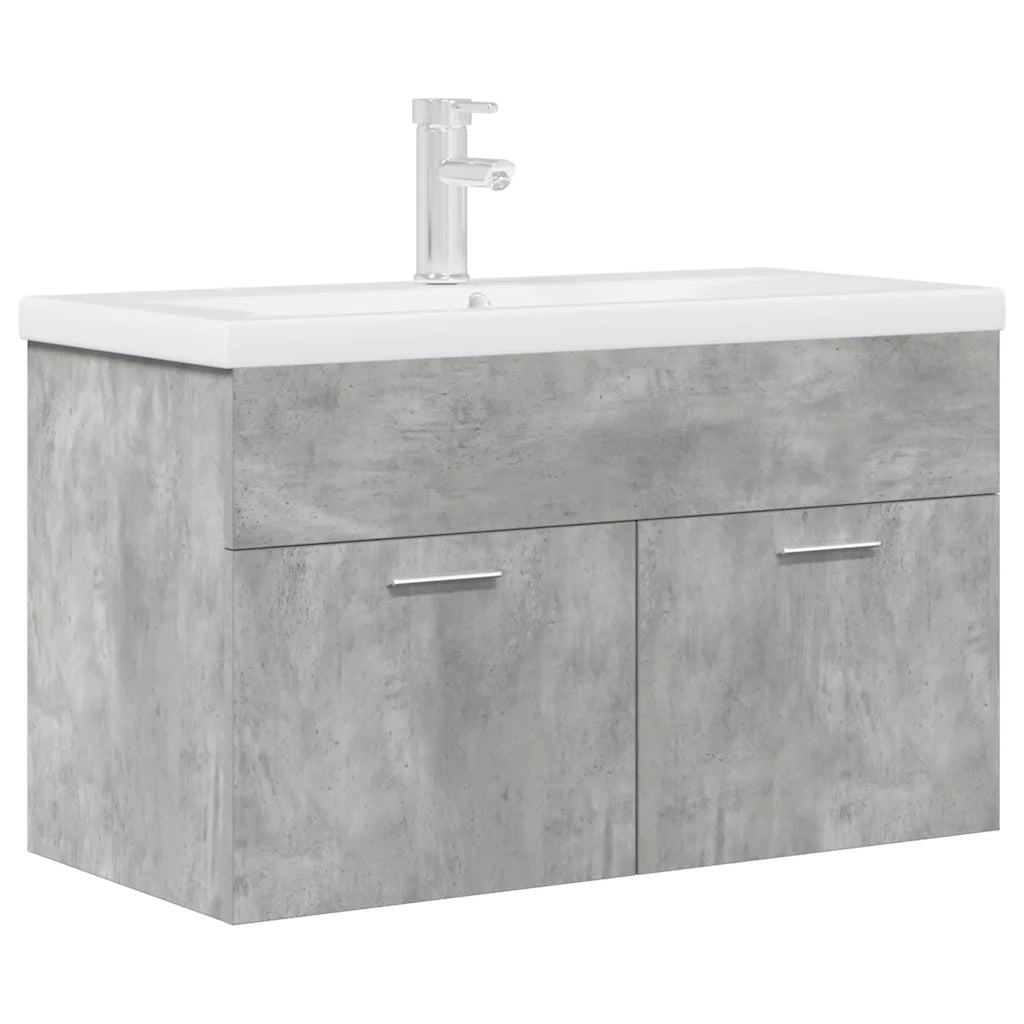 Mobile da Bagno con Lavabo Integrato e Rubinetto Grigio Cemento
