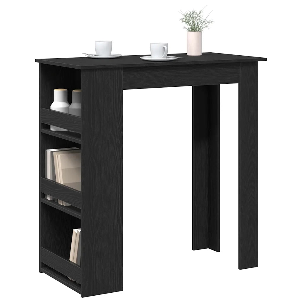 Tavolo da Bar con Ripiani Rovere Nero 102x50x103,5cm Truciolato 862079
