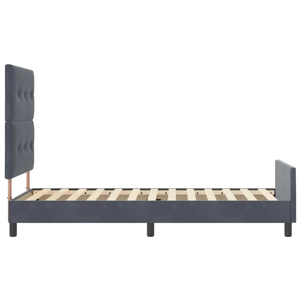 Letto a molle con testiera Grigio scuro 80 x 200 cm Velluto 3344904