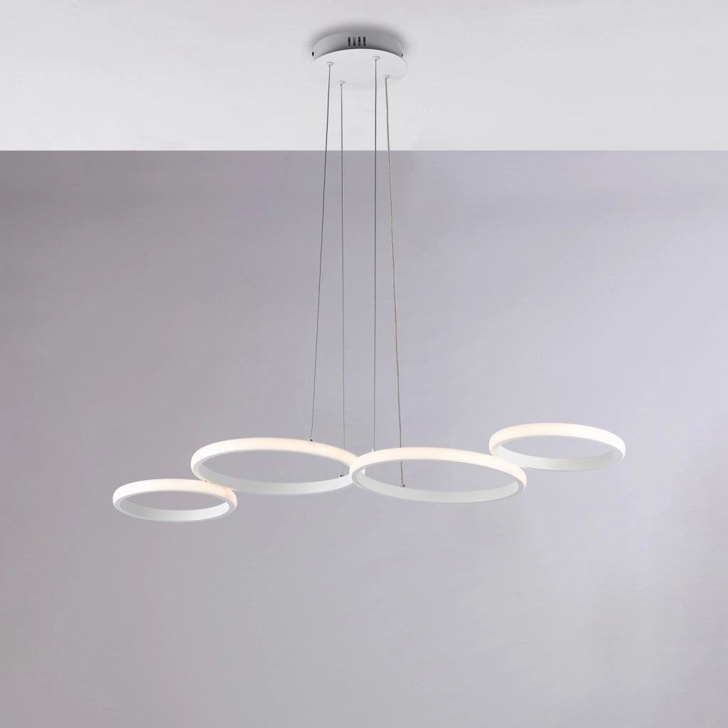 Sospensione Moderna Atena Alluminio Bianco Led Integrato 48 W Cct E Telecomano