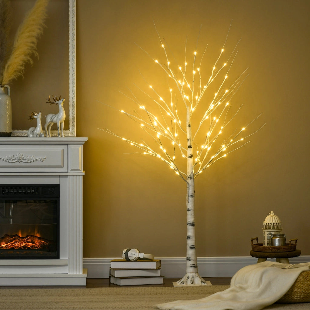 Albero di Natale Artificiale 150 cm 12 Rami con Luci LED 3000K per Interni ed Esterni al Coperto Bianco