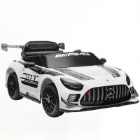 Auto Elettrica Bambini 3-8 Anni Mercedes-AMG 12V con Telecomando, Luci LED, Rotelle di Trasporto, Bianco