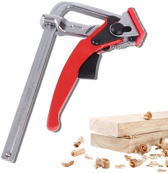 Ratchet Clamp per Tavolo - F Clamp - Robusta Viti con Funzione di Rilascio - Rosso - Massimo 540 lbs di Forza di Attrito - Adatto per MF...