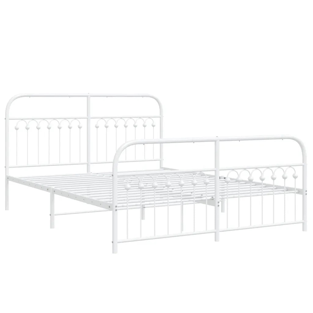 Giroletto con Testiera e Pediera-Struttura Letto Metallo Bianco 150x200 cm 185342
