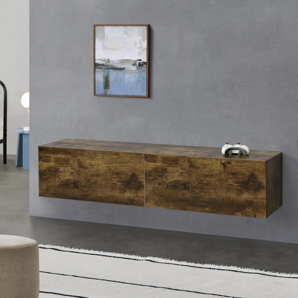Mobile Porta TV / Consolle da Parete con 2 Ante 140 x 33 x 30 cm Armadio a Muro con Apertura a Ribalta per Camera / Salotto / Ingresso - Effetto Noce