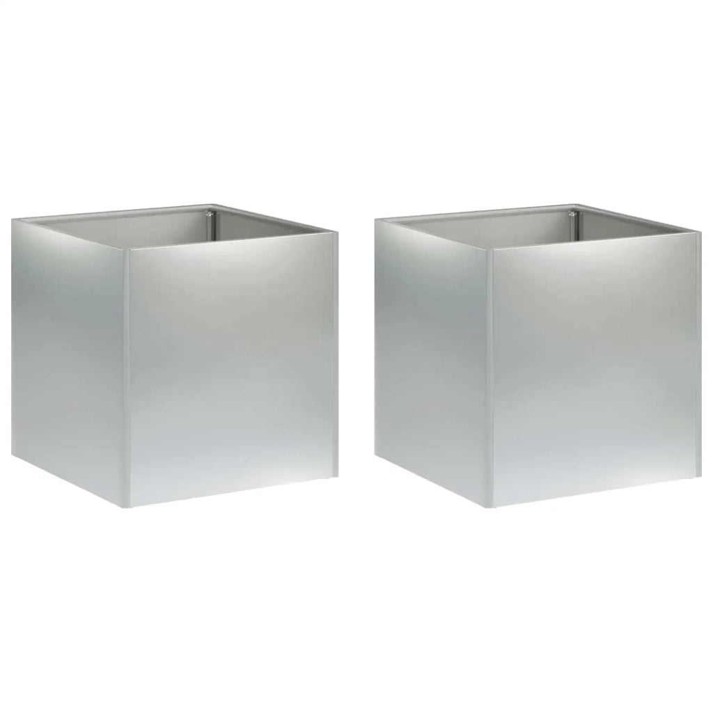 Vaso da giardino 2 pz Argento 45 x 45 x 45 cm Acciaio zincato 8004977