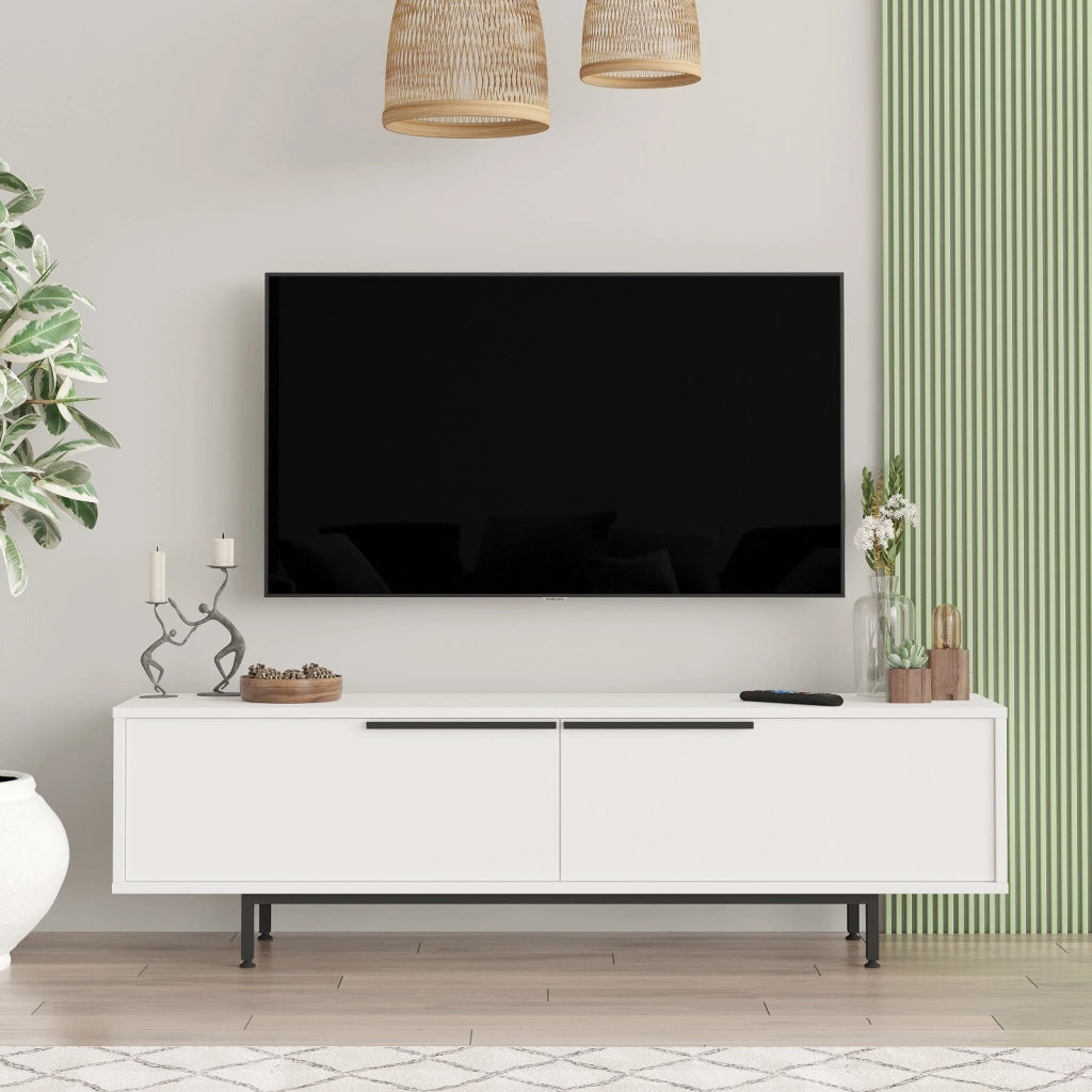Porta TV in legno "Calvin" - 160 x 35 x 45 cm - Bianco