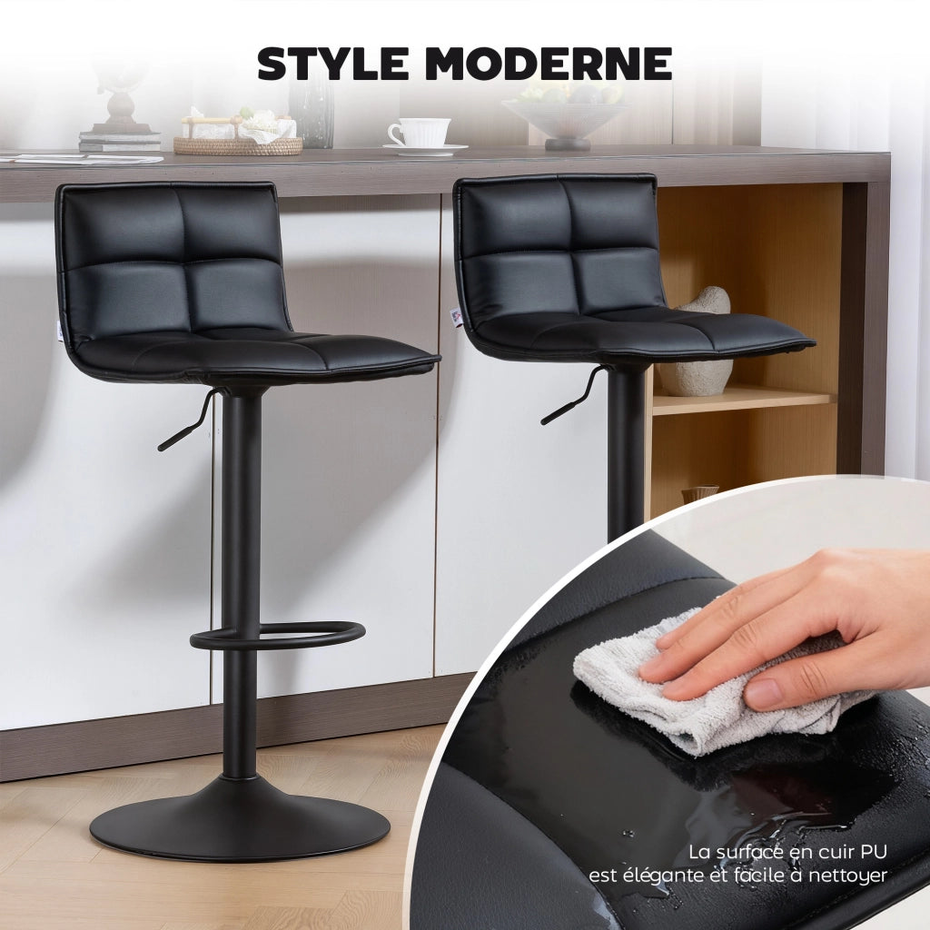 Sgabelli da bar regolabili in altezza con sedile girevole ¨C zephmum ¨C PU nero 44x45x85-106 cm