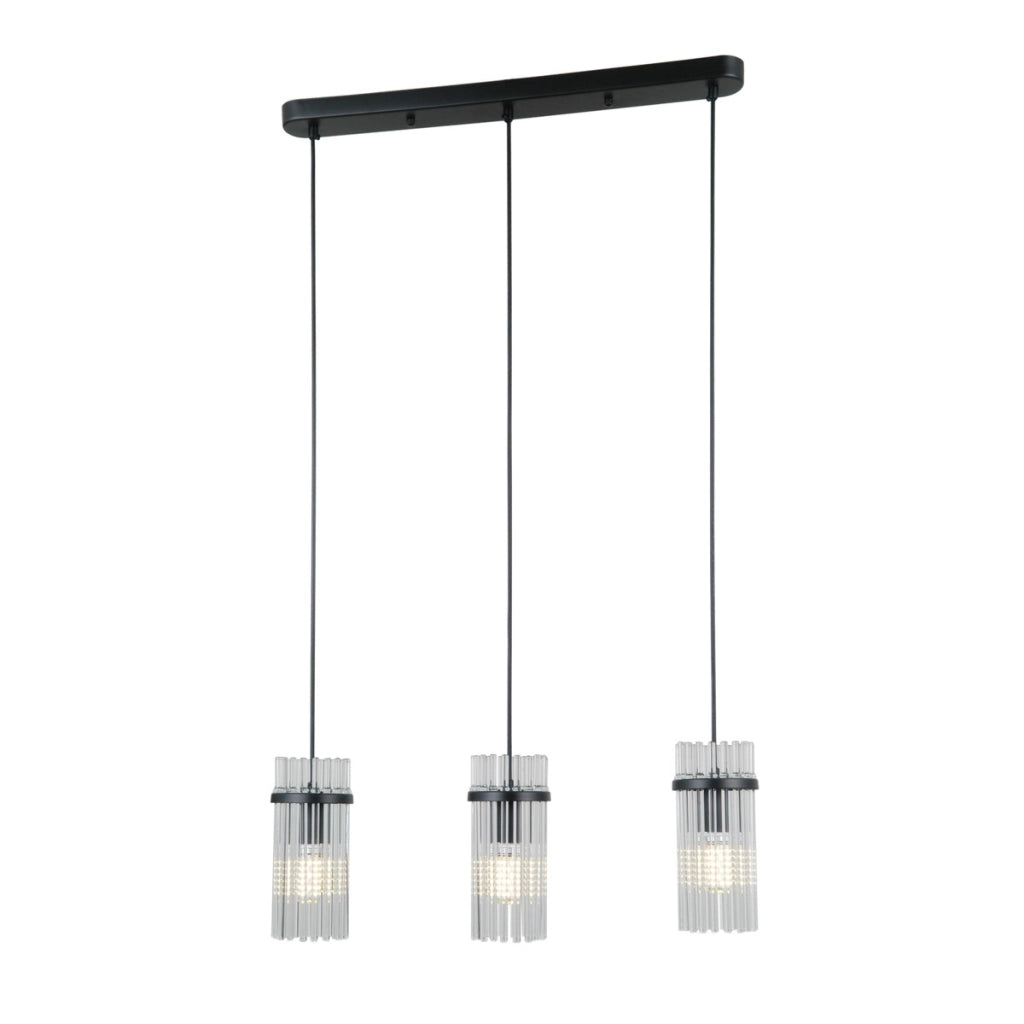 Lampada sospesa Merto 3xE14 nera vetro Italux