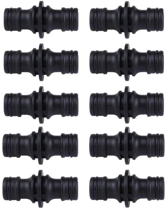 Connettore per tubi da giardino doppio - 10 pezzi - Connettore per tubi da giardino - Connettore per tubi - Materiale in plastica - Connettore acqua impermeabile - Connettore per tubi da giardino doppio