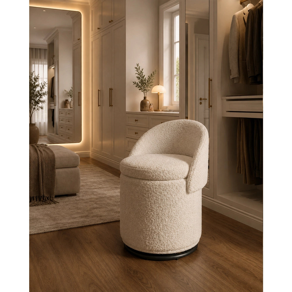 Pouf Contenitore con Schienale Reclinabile e Base Girevole Design Teddy 48x68 cm