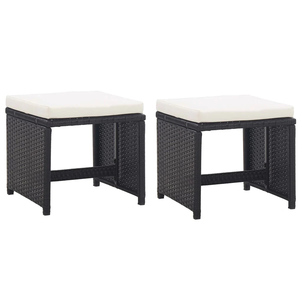 Set di mobili da giardino mobili da esterno set di mobili impilabili da 9 pezzi e cuscino resina intrecciata nera 02_0018331