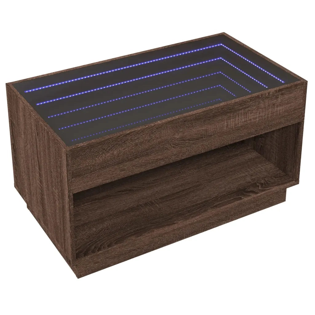 vidaXL Tavolino da Salotto con LED Infinity Rovere Marrone 90x50x50 cm