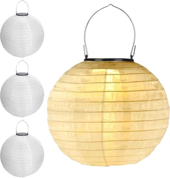 Lampioni a luce solare - impermeabili - 20 cm - bianchi - decorativi - lampade di carta - giardino - cortile - terrazza - matrimonio - festa