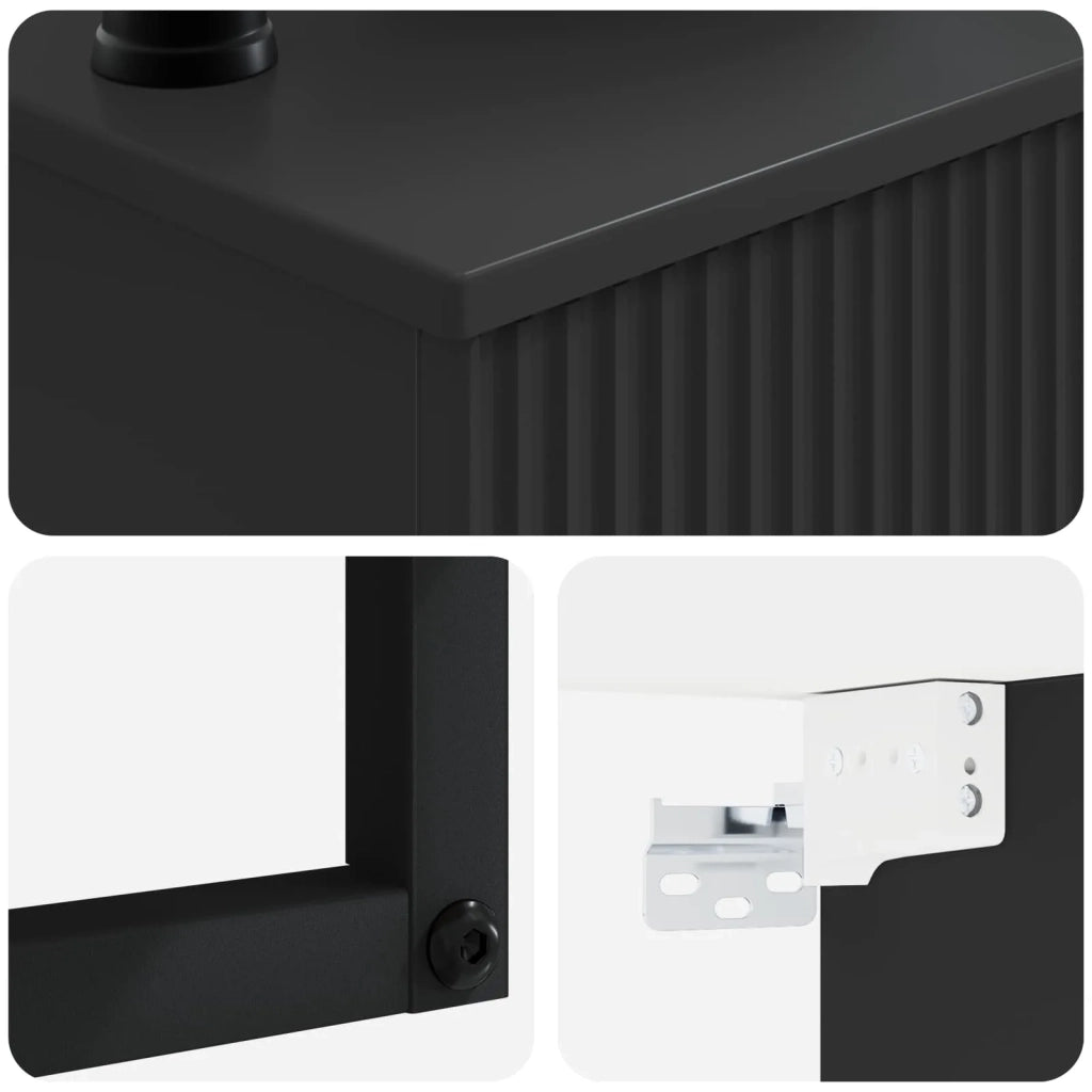 Lavabo da Parete Nero 50 x 41 x 39 cm Legno ingegnerizzato 890189