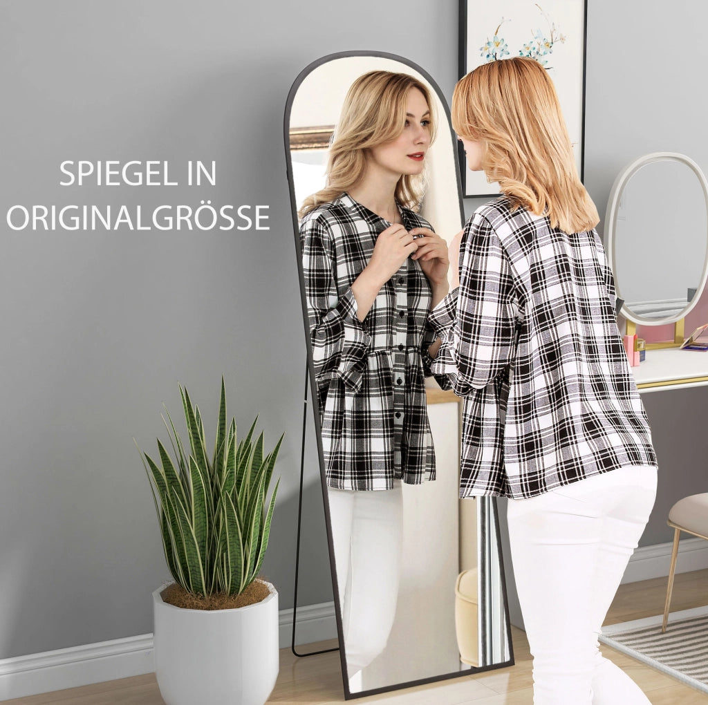 Specchio a figura intera 50 x 161,5 cm con cornice in lega di alluminio nero