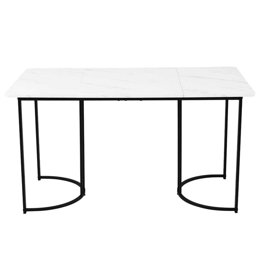 Set da pranzo 140x80 cm con piano effetto marmo; in velluto beige