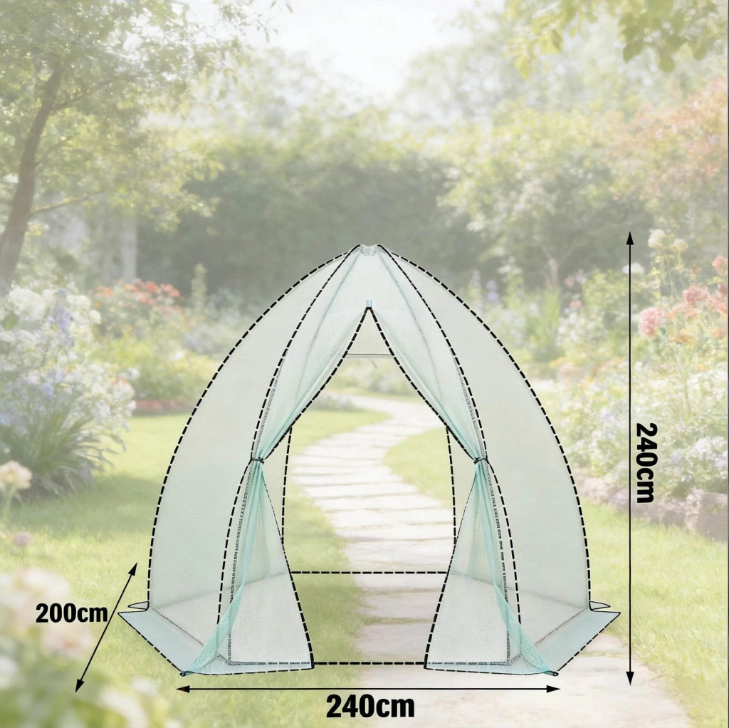 Serra da giardino a teepee verde 240 x 200 x 240 cm