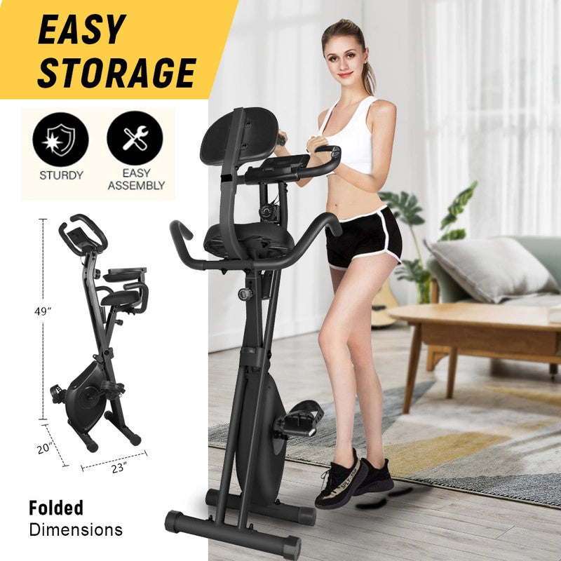 Cyclette pieghevole , resistenza magnetica a 8 livelli, sedile regolabile, con volano magnetico da 2,5 kg, silenziosa e liscia