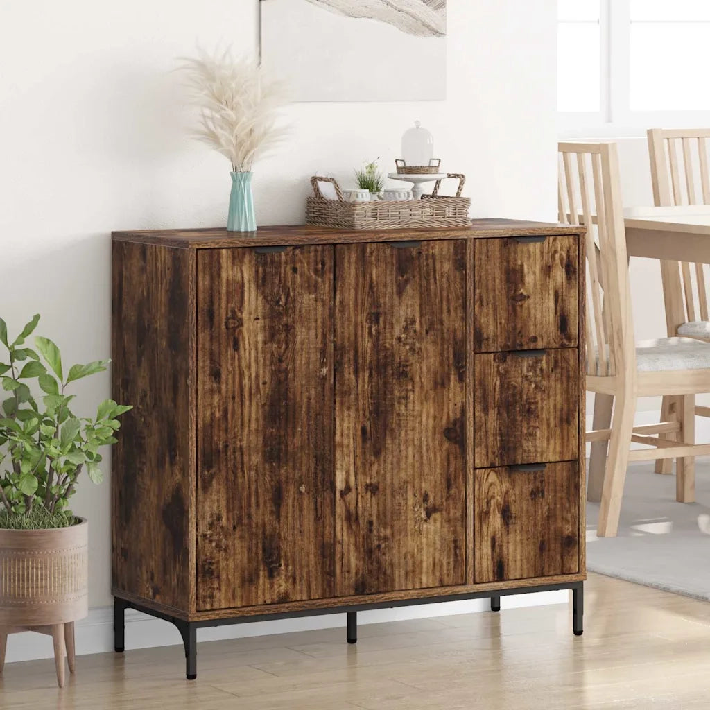 Credenza | Madia | Buffet da pranzo | Armadio da pranzo Rovere fum¨¦ 89,5 x 33 x 82 cm Legno multistrato