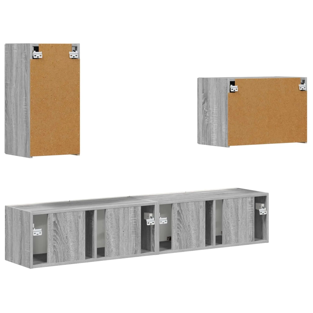 Set di Mobiletto da TV a Parete 4 pcs Grigio Sonoma 3408940