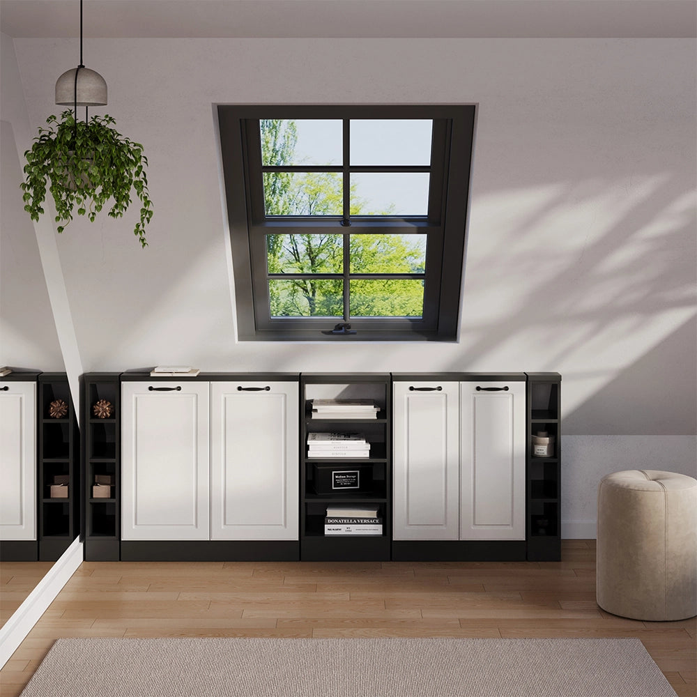 Set di mobili sottotetto Rion Bianco rustico/Antracite Set di 5 Vicco
