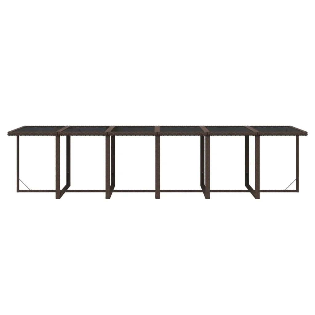 Set da pranzo per esterni composto da 13 pezzi con cuscini in resina intrecciata marrone 02_0014420