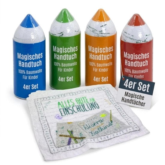 Set di asciugamani a magia di 4 pezzi - 100% cotone - 30 x 30 cm - compatti - asciugamani morbidi - asciugamani per mano