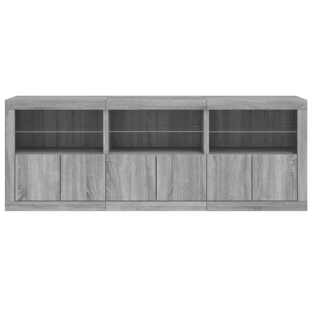Credenza con Luci LED Grigio Sonoma 181,5x37x67 cm 3209007