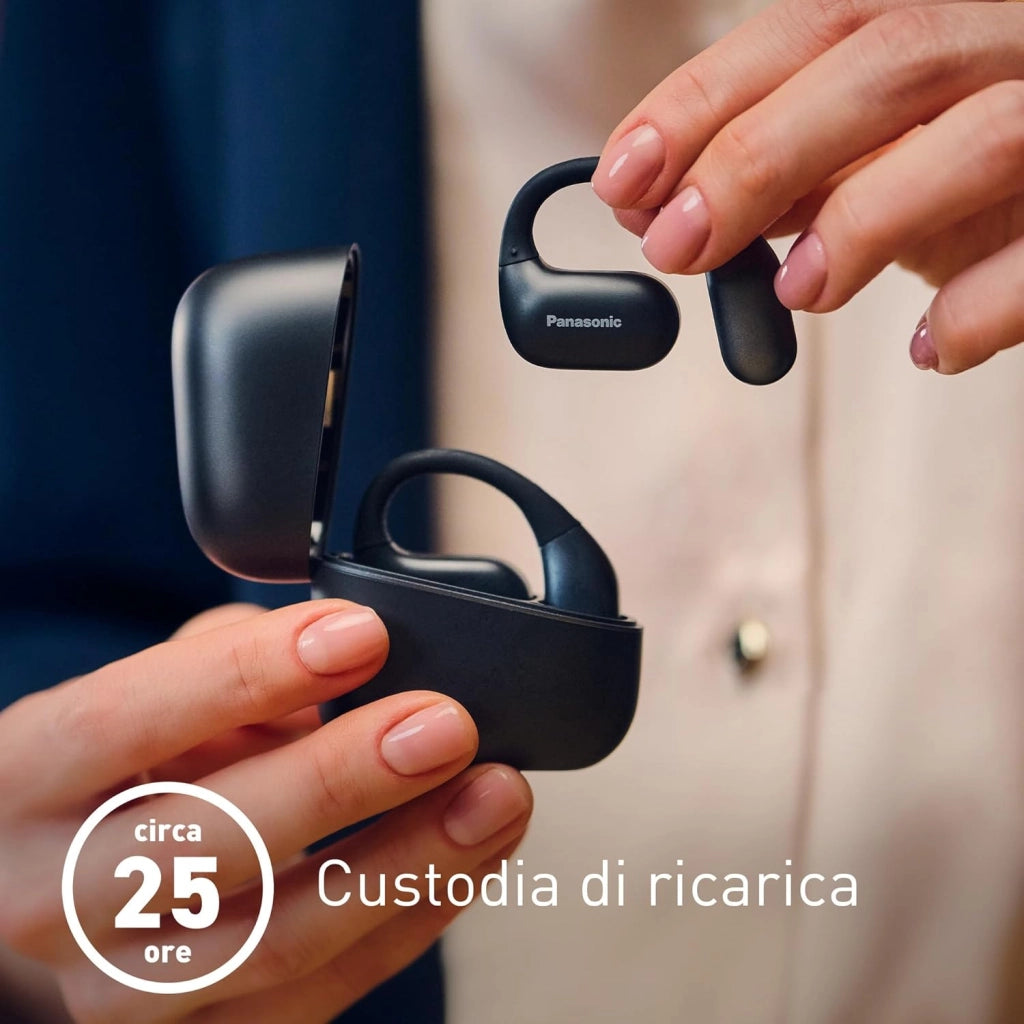 RB-F10DE-K Cuffie Wireless Open-Ear, Auricolari wireless Sport Bluetooth con Microfono ENC, 25H di Autonomia, Bluetooth 5.4, IPX4, Controlli Touch, Nero