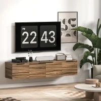 Mobile Porta TV Sospeso fino 65" con 3 Armadietti in Stile Industriale, Marrone Rustico