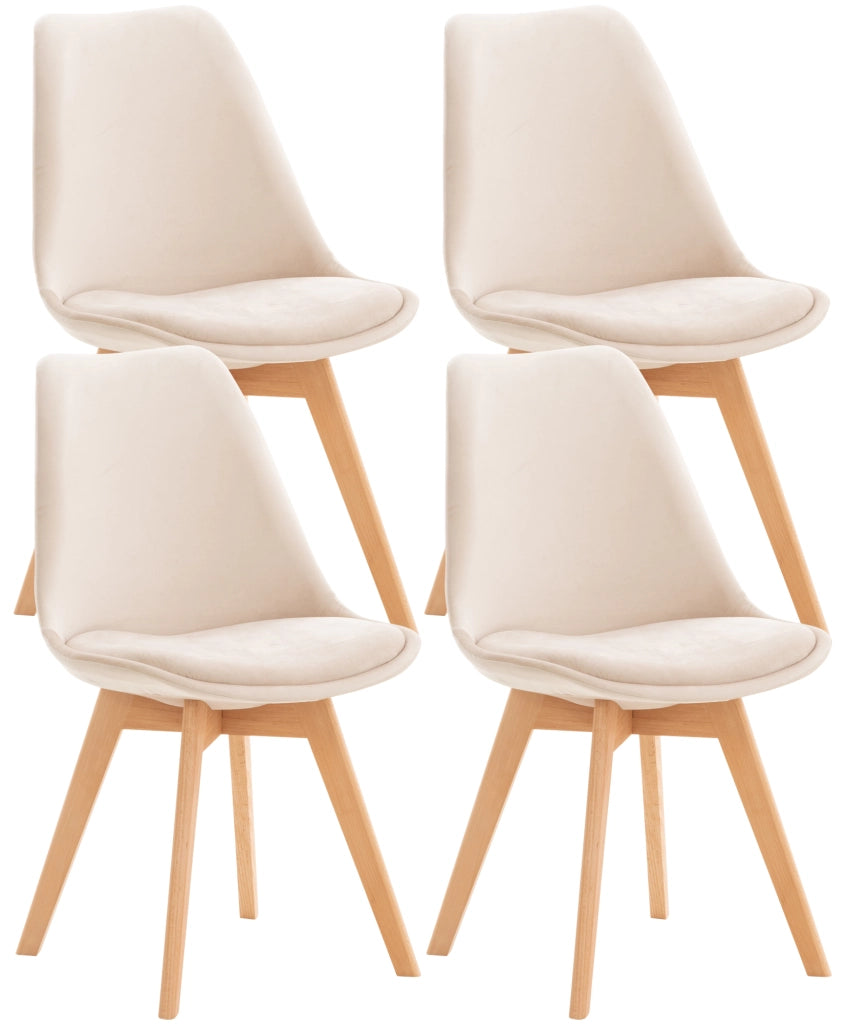 Set 4 Sedie Pranzo Linares Beige,Velluto