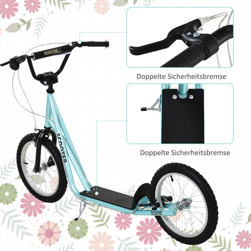 Monopattino per bambini con freno, regolabile in altezza, leggero, azzurro