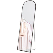 Specchio da Terra e Parete Moderno con Supporto Pieghevole 50x161,5 cm in Lega di Alluminio Nero