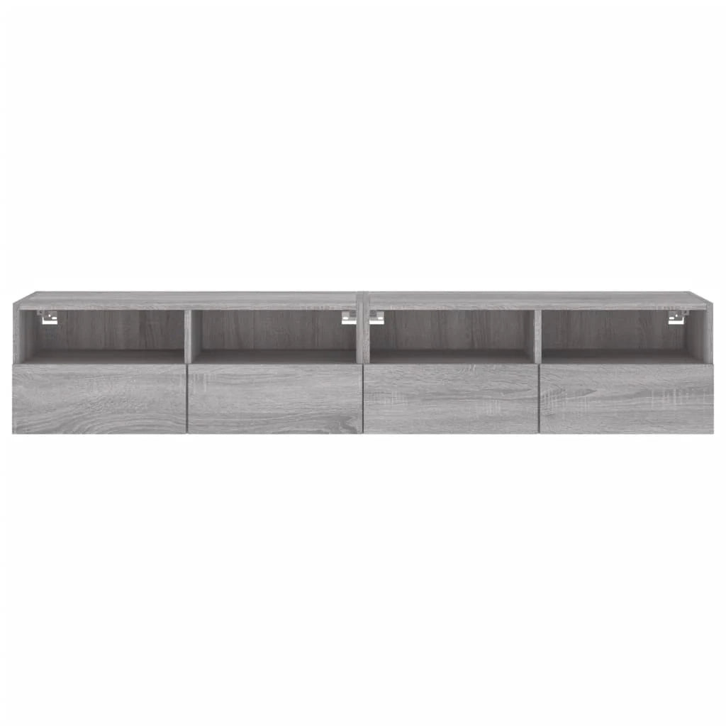 Mobile TV multimediale da parete mensola TV credenza TV per sala da pranzo soggiorno camera da letto 2 pezzi Sonoma 80 x 30 x 30 cm legno ingegnerizzato grigio 02_0029032