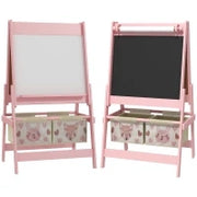 Lavagna per Bambini con Cavalletto 3 in 1 e 2 Contenitori, Età 3-8 anni, 54x46.5x93cm, Rosa